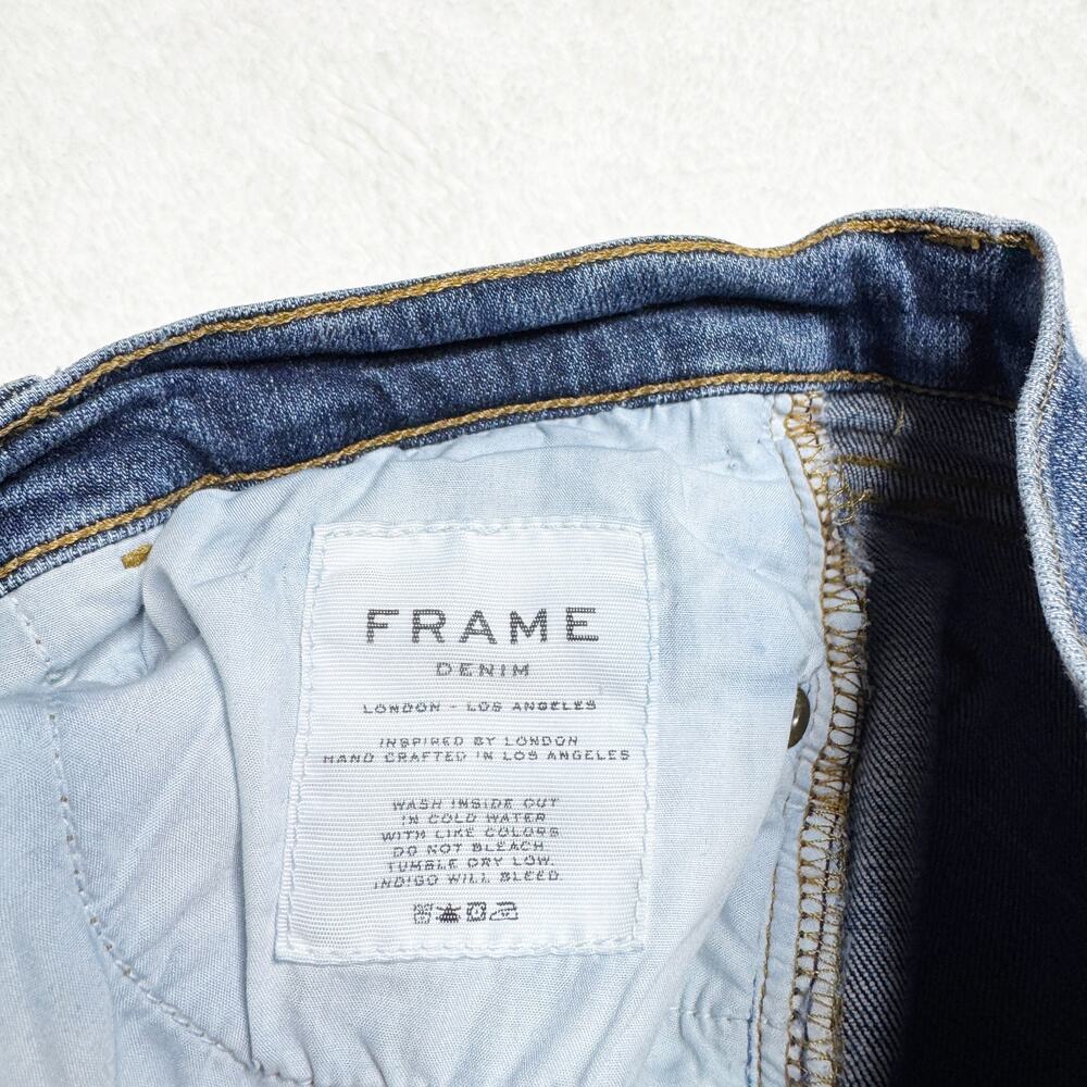 FRAME Denim Le High Straight High Rise Cropped Distressed Blue Jeans size 28 - Picture 9 of 10